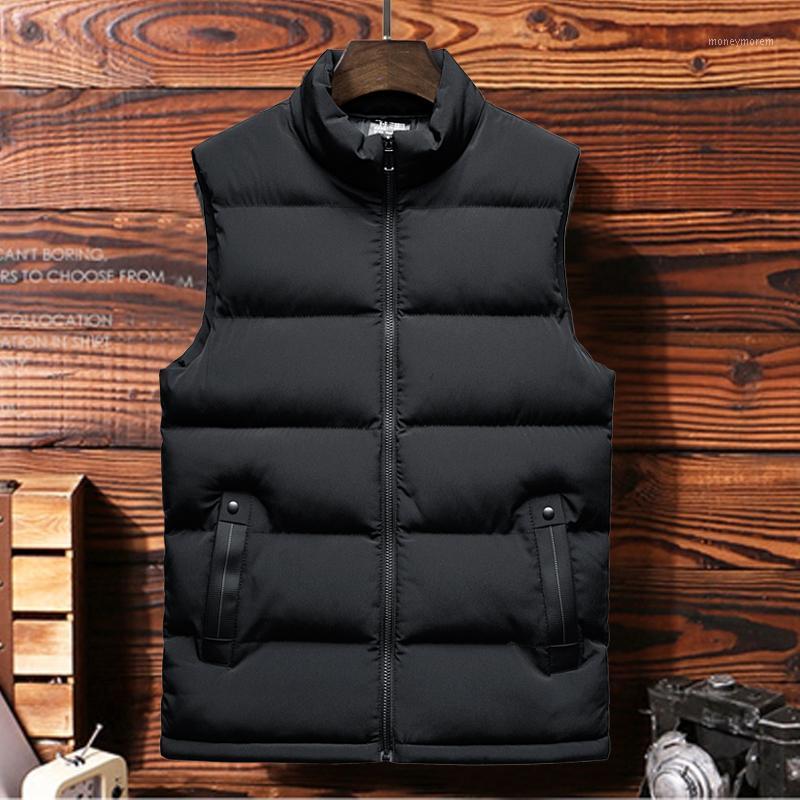 

Brand Men's New Large Size Sleeveless Outer Vest Spring and Autumn Warm Cold Coat Large Size Silk Cotton Vest  ~ 7XL1, Black