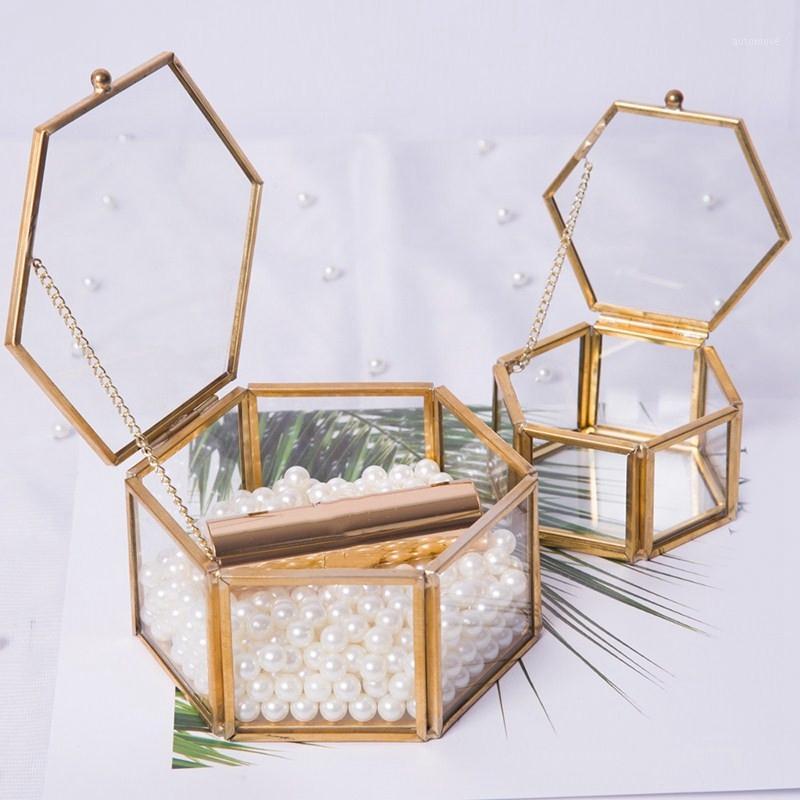 

2Pcs Geometrical Clear Glass Jewelry Box Jewelry Organize Holder Tabletop Succulent Plants Container Home Storage1