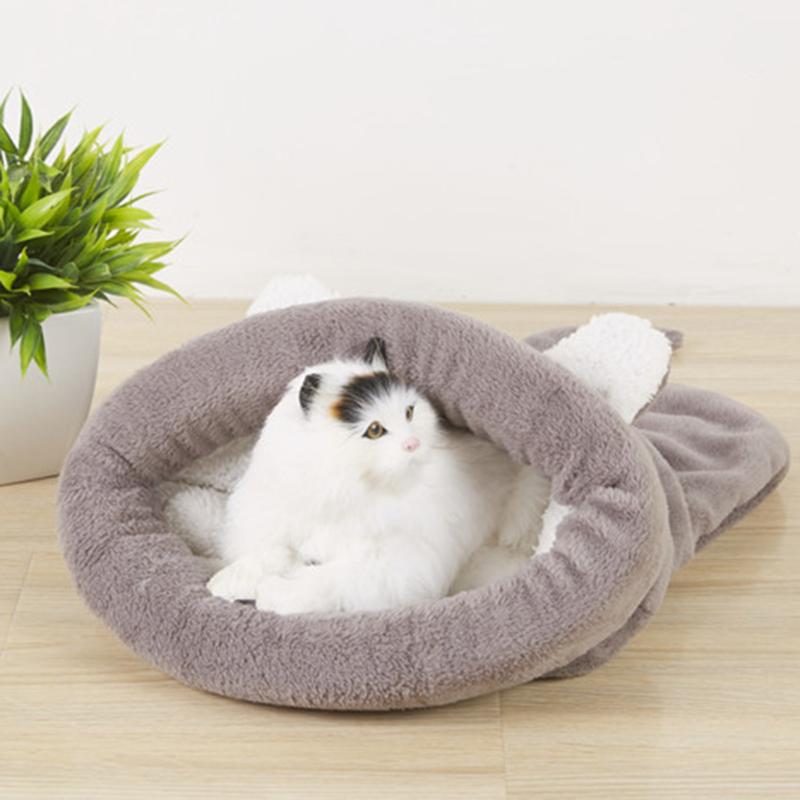 

New Adorable Cartoon Plush Pet Sleeping Bag Warm Autumn Winter Cat Bed Kennel Soft Animal Mat Cushion House Cat Sleeping Bed