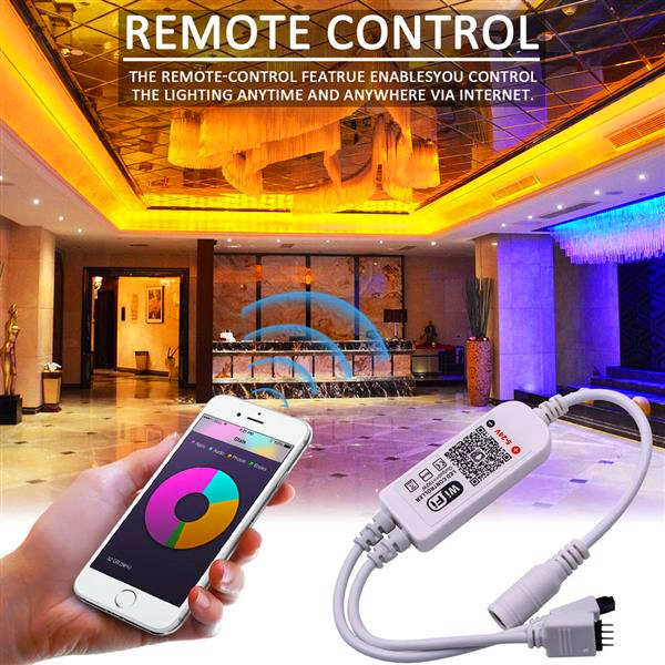 

Best seller 5M RGB 5050 Waterproof LED Strip light SMD 44 Key Remote Wifi Wireless Light Dimmable LED Strip lights
