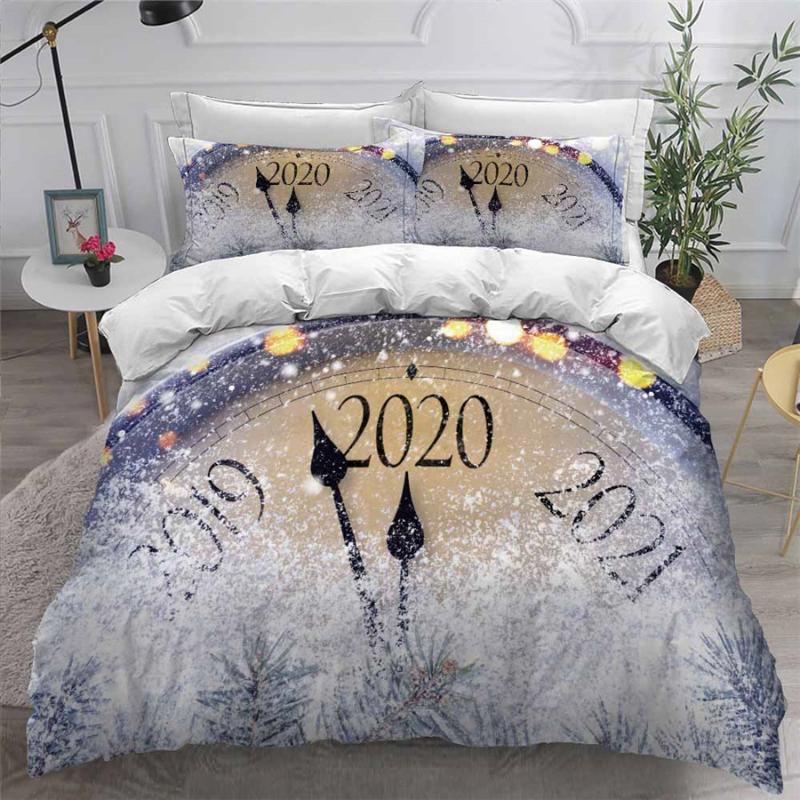 

HELENGILI 3D Bedding Set Clock Print Duvet Cover Set Bedcloth with Pillowcase Bed Home Textiles #ZHONG28, As pic