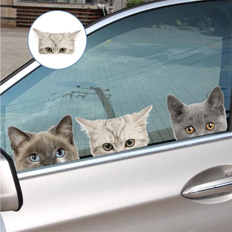 

Window Decoration Refrigerator Sticker Home Decor Cute Animal Wall Background Funny 3D Cat Dog Half A Face Peeking Car Sticker