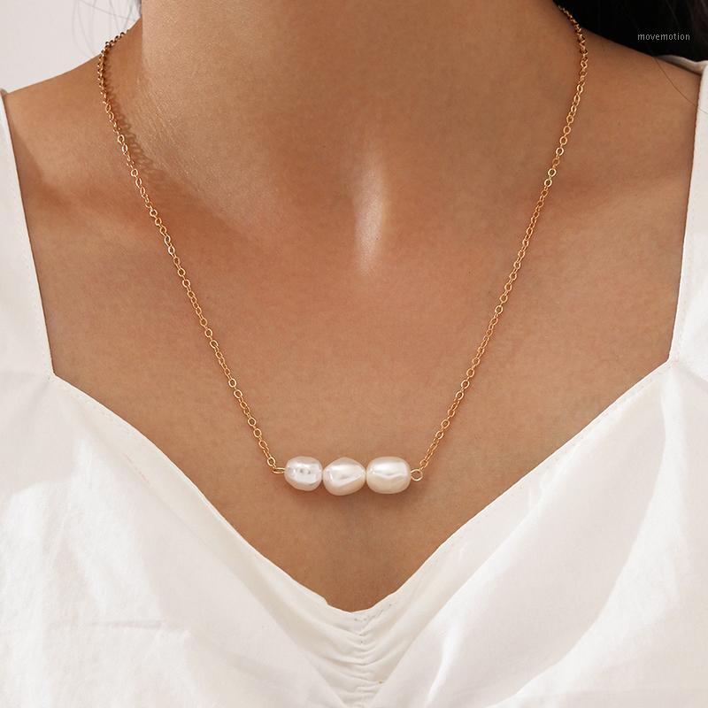 

1Pcs Women Necklaces Gold Simple Geometric Pearl Pendant Clavicle Chain Necklace Charm Wedding Party Female Jewelry Gifts1