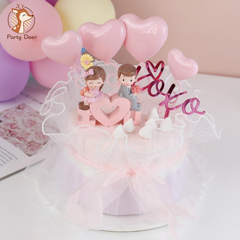 

Happy Birthday Boy Girl Cake Topper Love Heart Couple Decoration for Valentine's day Wedding Party Supplies Baking Sweet Gift