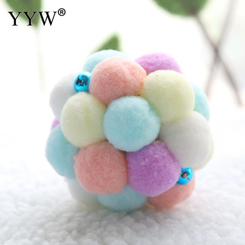 

Multi Colored Plush Soft Ball Pet Cat Toy Colorful Handmade Bells Built-In Catnip Interactive Toy Cat Nature Mice Animal Toys
