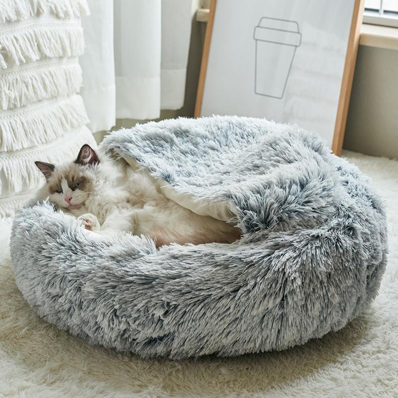 

Long Plush Cat Bed warm comfort Cat house 2 In 1Warm Sleeping Bag Pet bed Sofa Nest for Small Puppies Kitten Pet supplies