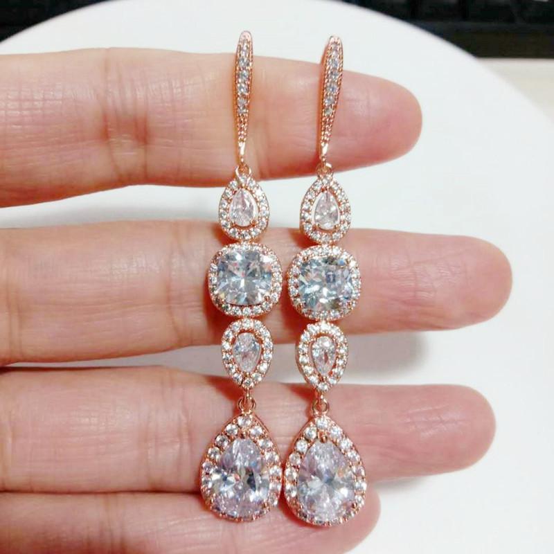 

RAKOL New Slim Zircon Dangle Earrings Set White Micro-Inlay Water Drop Women Anniversary Preferred Custom Jewelry RE62213N
