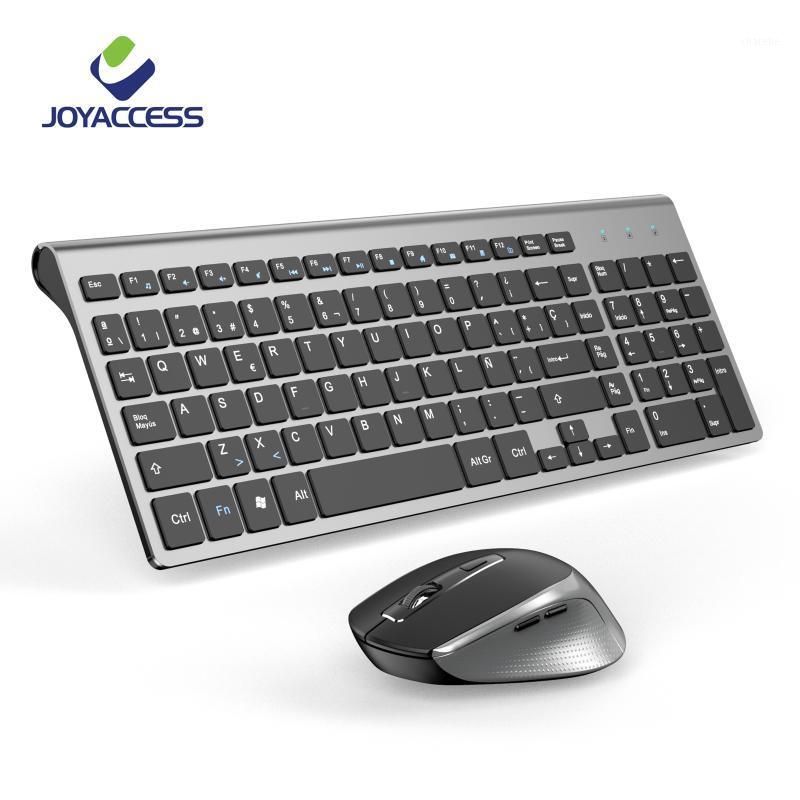 

Spanish Layout 2.4GHz Wireless Keyboard and Mouse Combo Slim Keyboard with "quot; Ergonomic Mouse with Side Buttons for Office PC1
