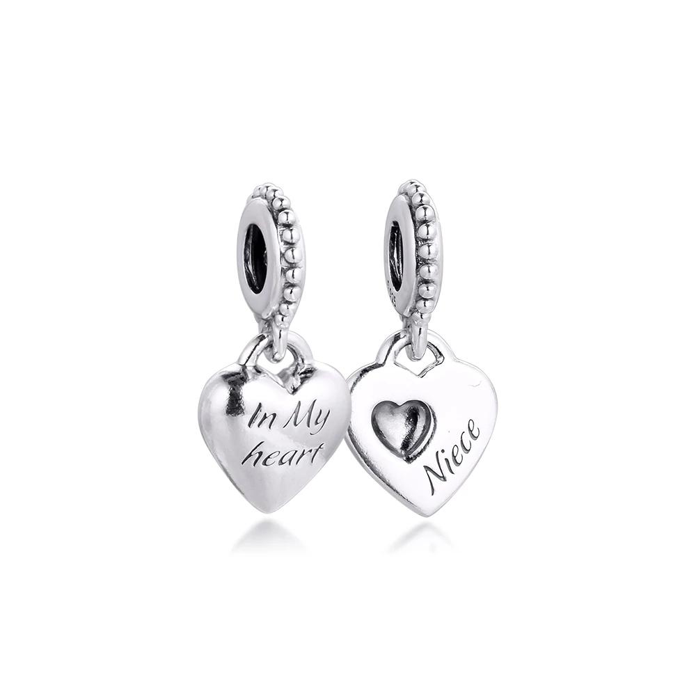 

Aunt Niece Split Heart Dangle Charms 925 Sterling Silver Fit Original Bracelet Necklaces Charm Bead Pendant for Jewelry DIY 799188C00, Bronze;silver