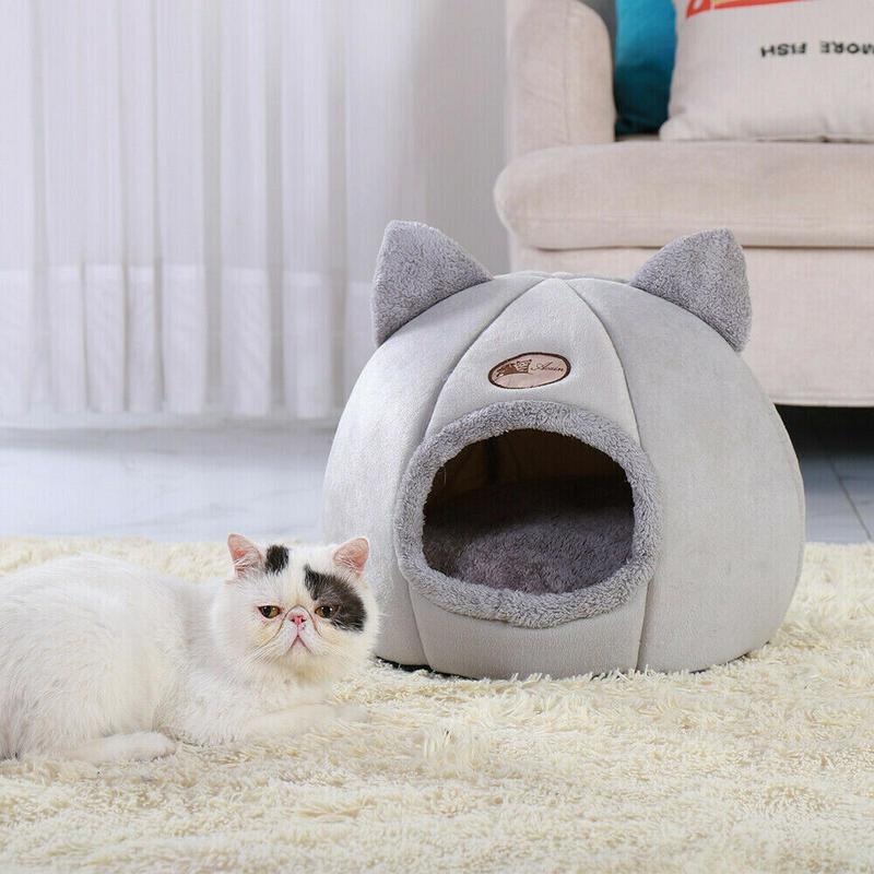 

Cat Cave Bed Pet Dog Kitten For Indoor Cozy House Cat Bed Igloo Deep Sleep Comfort Winter Warm Nest Kennel