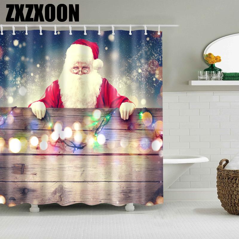 

Merry Christmas Shower Curtains Bathroom Curtain Frabic Waterproof Polyester Snowman Christmas Trees Bath Curtains with Hooks