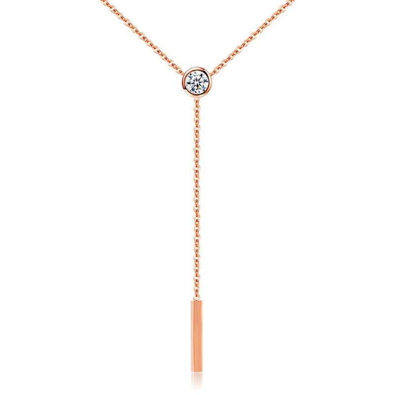 

Chokers FIREBROS 2021 Rose Gold Stainless Steel Zircon Bar Pendant Tassel Necklace Choker Collar Women Jewelry Accessories Drop