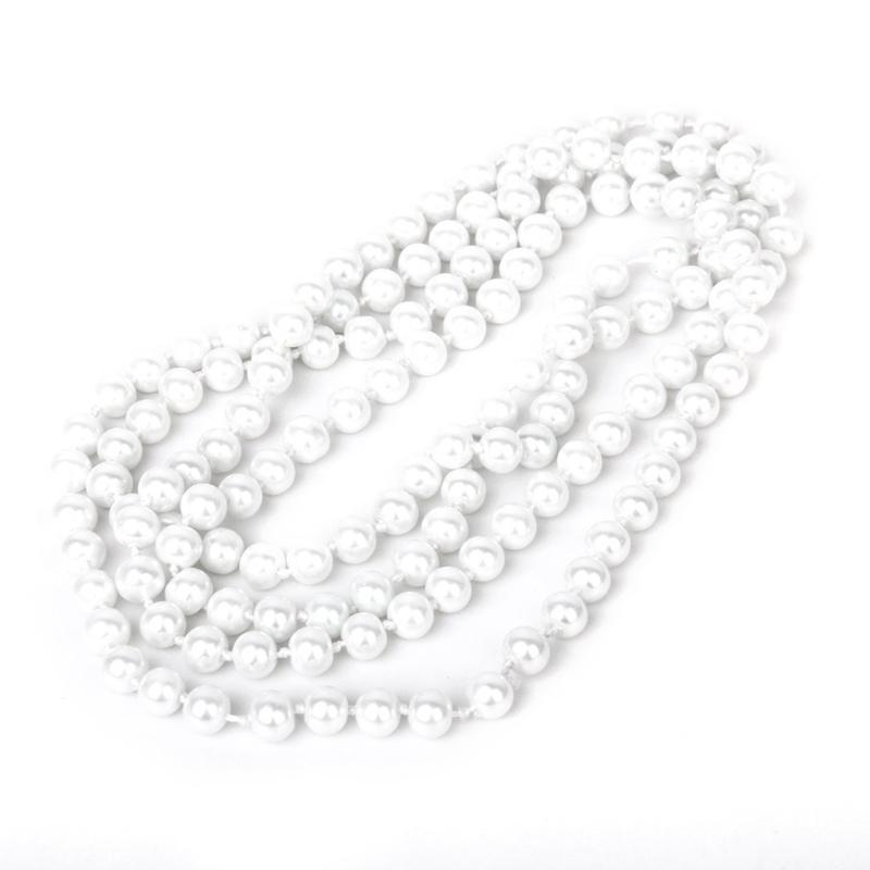 

Faux Pearl Long Sweater Chain Necklace White