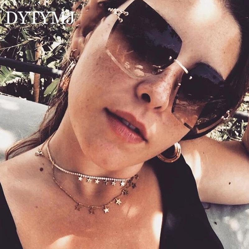 

DYTYMJ Square Sunglasses Women 2021 Rimless Sun Glasses Women Designer Sunglasses for Big Frame Gafas De Sol