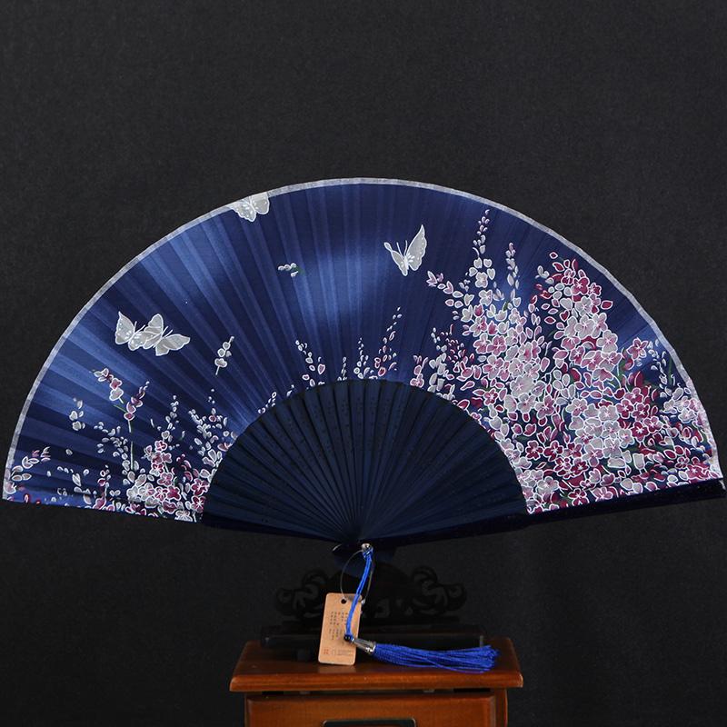 

Chinese style Retro Folding Fan Summer Female Hand Fan Party Dance Ancient thick but loosely woven silk abanicos para boda