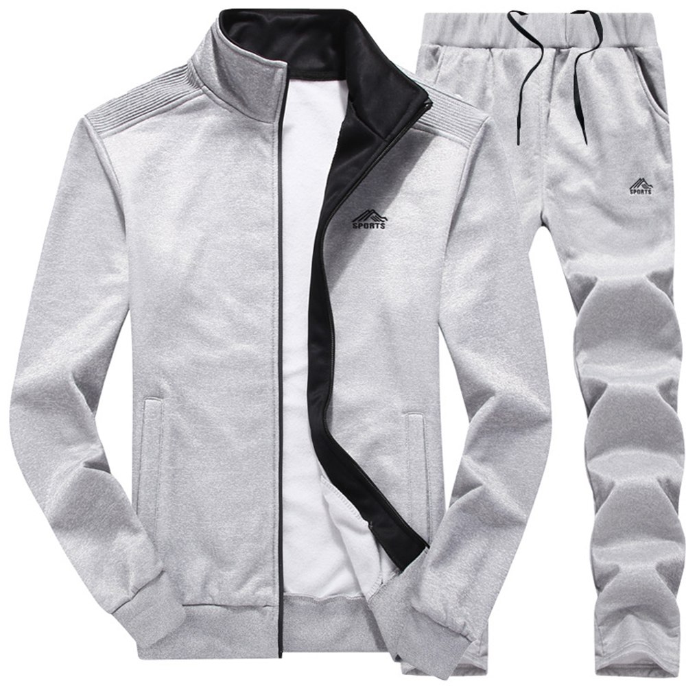 

Fashion 2 piece workout set 2020 solid color suit jogging men's gym clothes fall training or fits, Blue