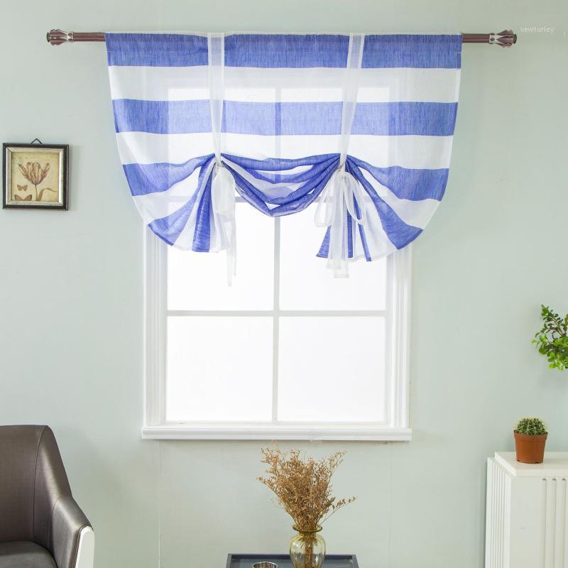 

117x160cm Window Curtain Roman Striped Blue Grey Door Window Curtain Sheer Scarf Valances Curtains1