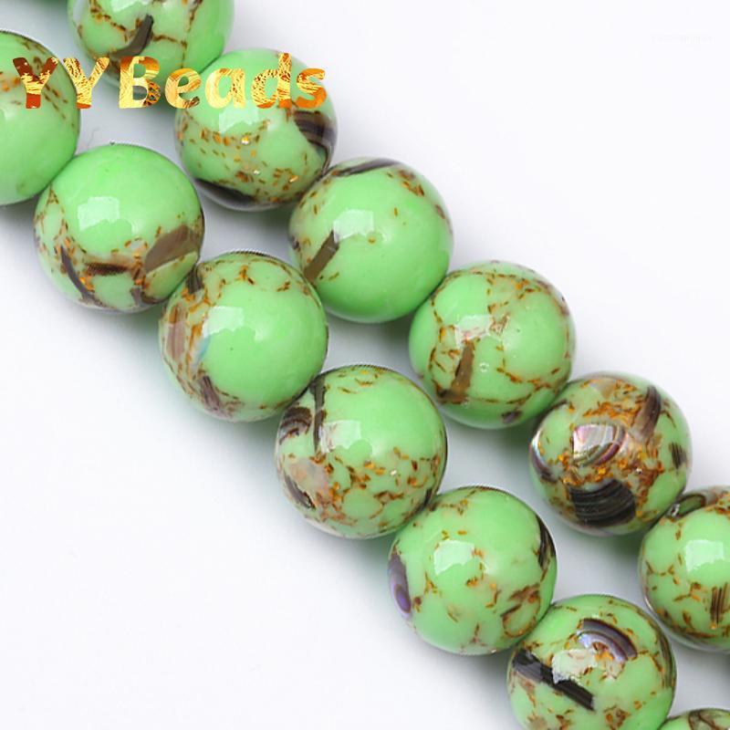

Other Natural Stone Green Shell Howlite Turquoises Beads 4-12mm Loose Round Charm For Jewelry Making DIY Bracelet Ear Stud