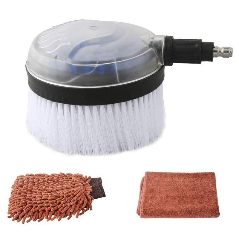 

LIXF Car Wash Rotary Brush Kit, 1/4 Inch Quick Connect High Pressure Washer Dip Wash Brush for Surface Cleaning Car/Glass/Window, Brown