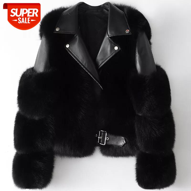 

Winter Fashion Women Real Fox Fur Coats With Genuine Sheepskin Leather Whole skin Natural Fox Fur Jacket Luxury Outwear 2020 New #bv0L, Black;brown