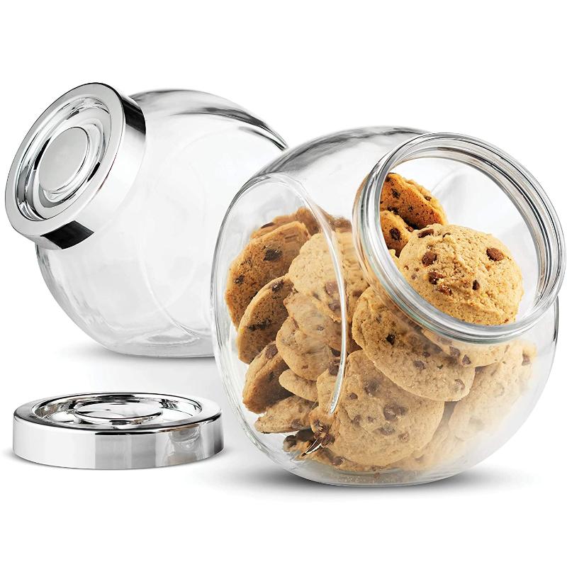 

Glass Candy Cookie Jar With Plastic Airtight Seal Lid Storage Jar for Dry Jelly Beans Canister Apothecary Jars
