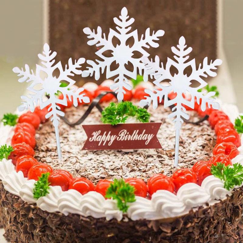 

Romantic White Snowflake Collection Cake Topper Dessert Decoration for Birthday Party Lovely Gifts Christmas Supplies
