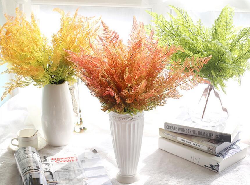 

5pcs Artificial PVC Soft Fern Flower Plants For Wedding Party Home Office Hotel Wall Plants Decoration Bonsai DIY Making, Green
