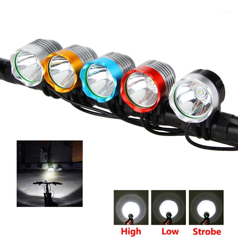 

Front Bike Headlight 3 Modes Bike Light T6 LED Cycling Torch with 6400 mAh Rechargeable Battery Pack+Charger+Headband1