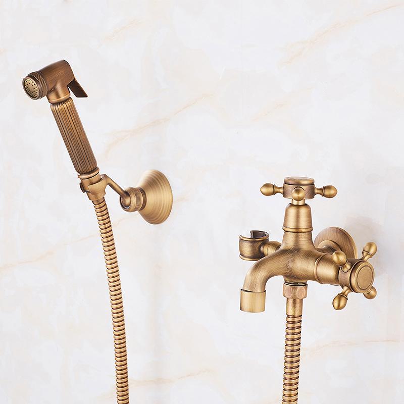 

Free shipping Antique Bronze Bidet Faucet Single Handle Wall Mounted Bathroom Washing Machine Faucet Set