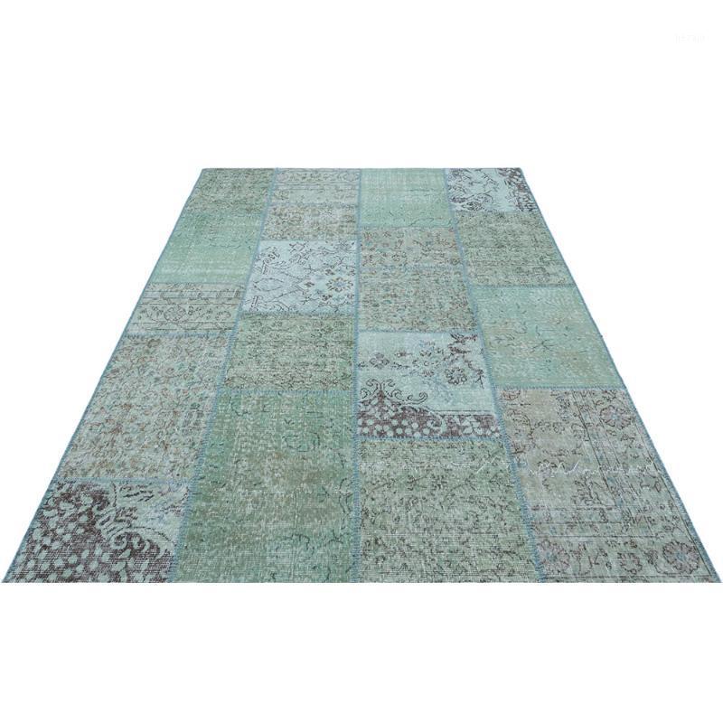 

Light Green Patchwork Carpet, Handmade Rug Wool Carpet Decorative Rug1