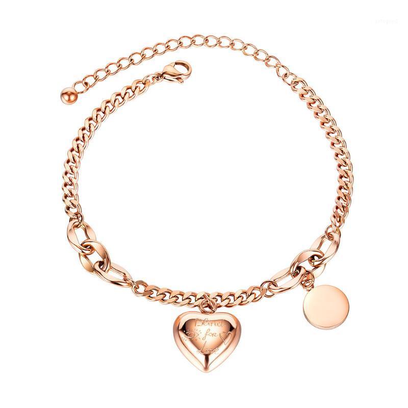 

Charm Bracelets Fashion Stainless Steel Love Heart & Round Tag For Women Girls Bohemia Chain Bracelet Jewelry OGS10661