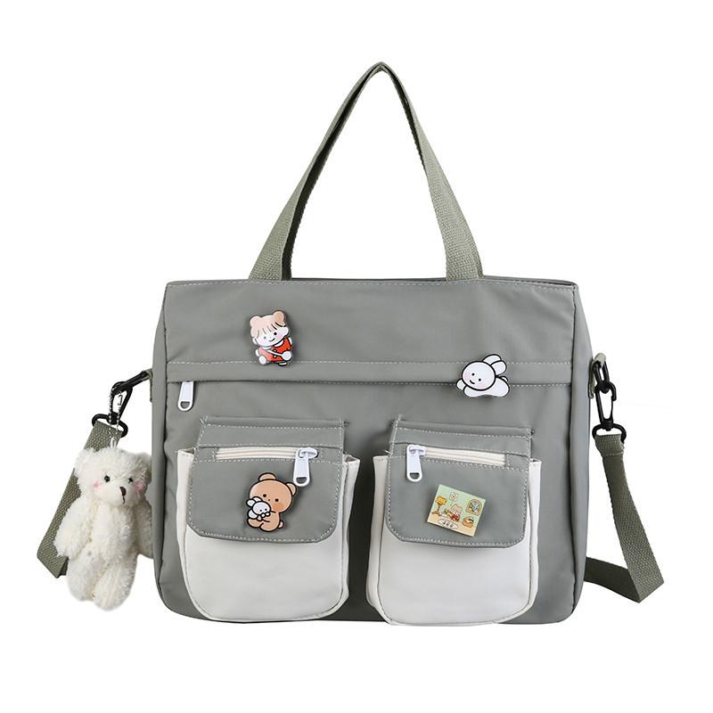 

One shoulder and two shoulders student bag female 2021 new Japanese large capacity handbag, Yellow