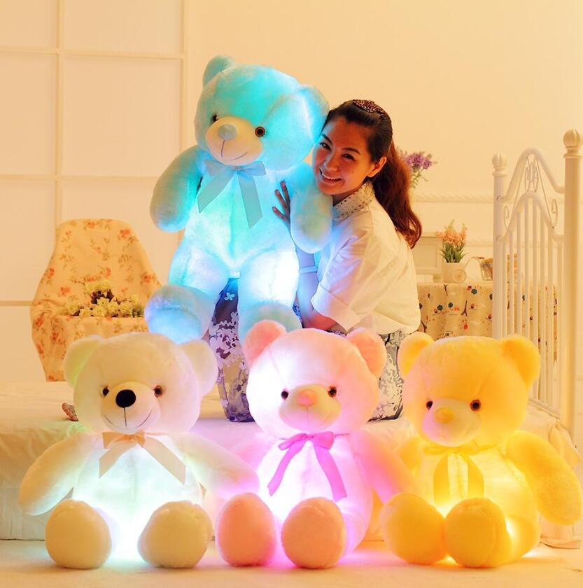 

50cm Creative Light Up LED Teddy Bear Stuffed Animals Plush Toy Colorful Glowing Christmas Gift for Kids Pillow 201027, Shippingfee(do not choose)