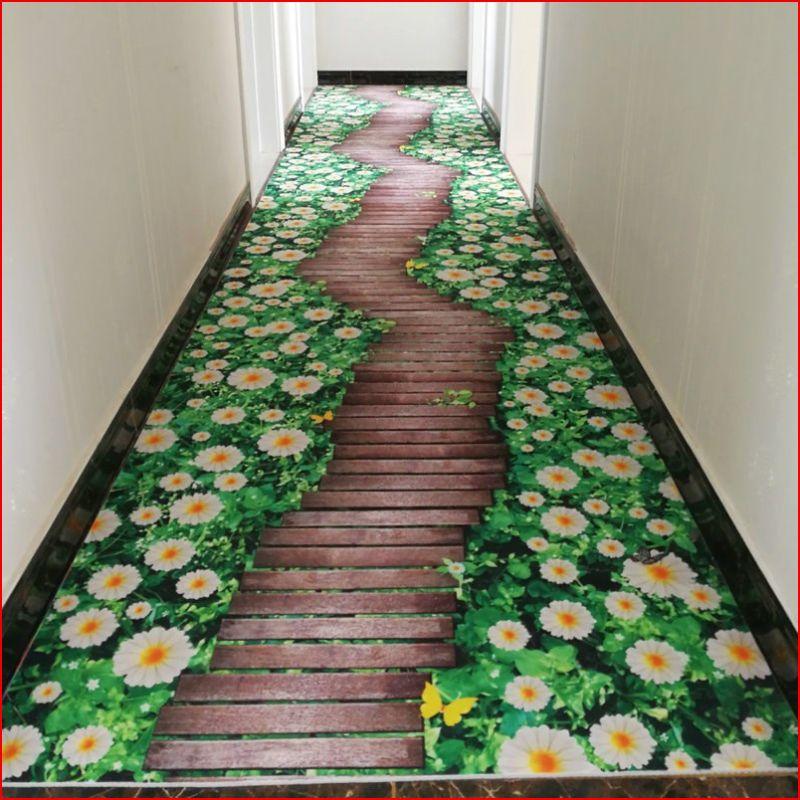 

3D Printing Flower Plant Polyester Carpet Entrance Hall Mat Living Room Bedroom Kitchen Corridor Non-slip Carpet Customized
