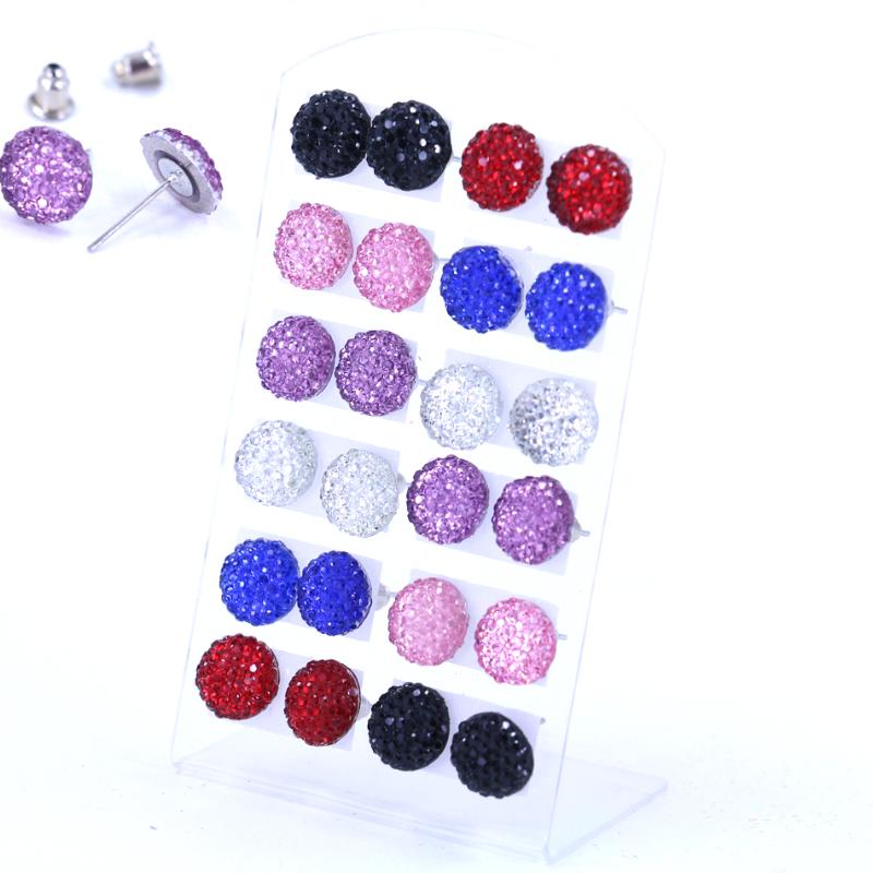 

Free Shipping Factory Cheap Cute Resin Stud Earrings Iron Stick Ear Studs Round Heart Ellipse Designs Available 12pairs/card