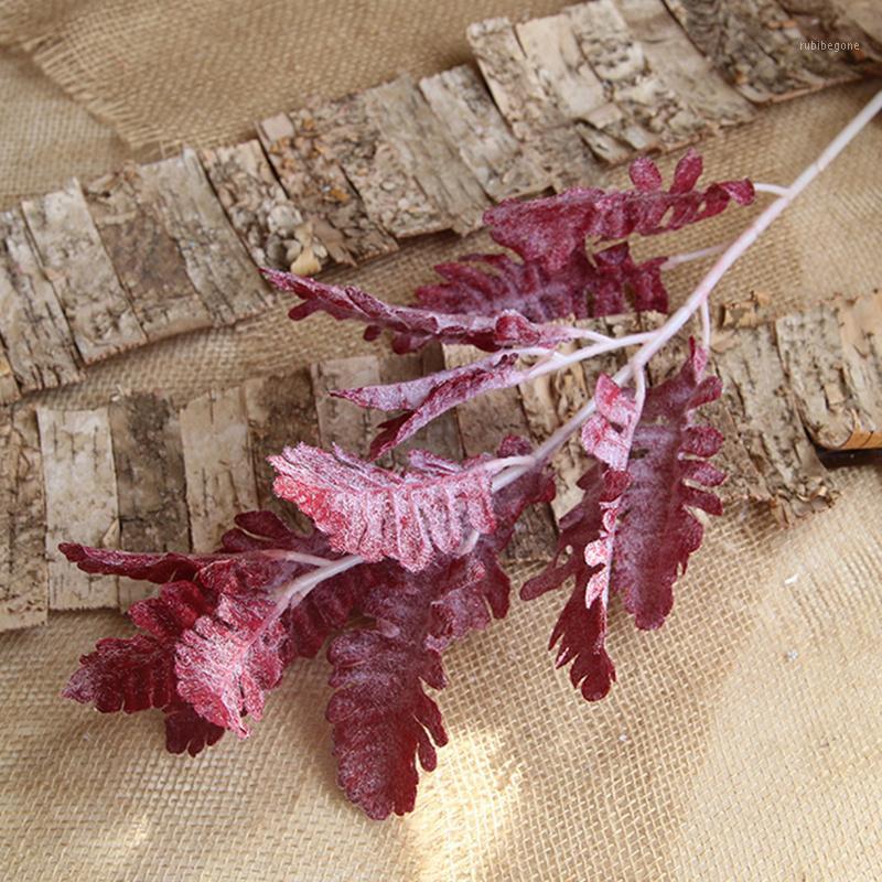 

Flocked greens long branch Artificial flower silk+plastic flores diy home Wedding Decoration fake plants Home table decor leaves1, Green