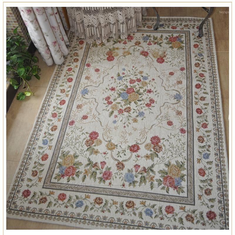 

Pastoral Floral Pattern Chenille Material Home Carper For Living room Bedroom Study Coffee table Decorative Warming room1, Pink