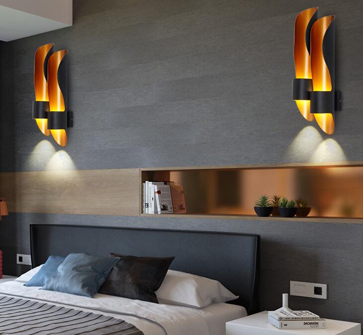 

Nordic Aluminum tube wall lamps golden luxury creative hallway lamp Single/double pipe bedroom bedside sconce light