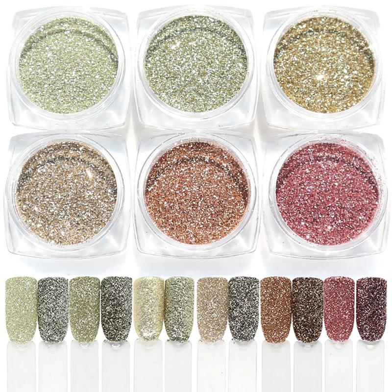 

6pcs/set Shiny Nail Glitter Gold Silver Sandy Dust Powder Luxury Sparkles Nail Art Sequins Pigment Flakes 3D Manicure Decoration