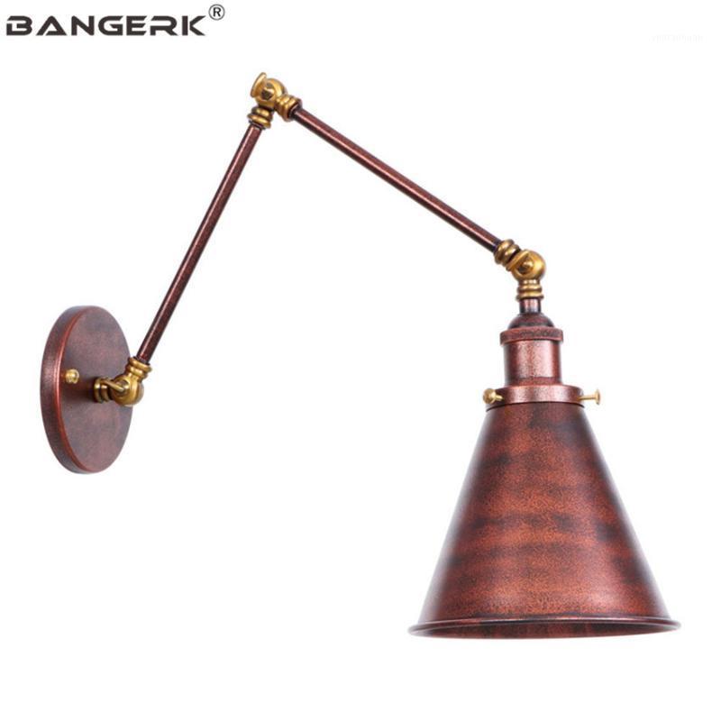 

Industrial Wind Sconce Wall Lights Antique Long Arm LED Wall Lamp Loft Folding Rust Iron Home Decor Lamps Lighting1