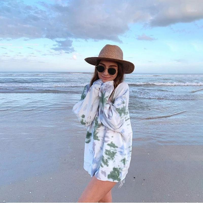 

Women's Tie-Dye Harajuku Shirt Sweatshirts Long Sleeve T Shirt Crewneck Casual Pullover Shirts Tops polera mujer moda 2020#s1, White