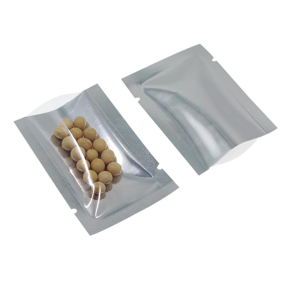 

Clear Front White Silver Open Top Mylar Bags Heat Sealing Plastic Aluminum Foil Flat Packaging Bags Grocery Food Vacuum Storage