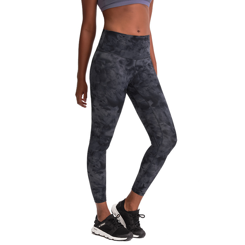 

Tie Dye Yoga Leggings Running Fitness Sports Gym Clothes Women Full Length High Waist Pants Trouses Workout Capris Leggins, Black