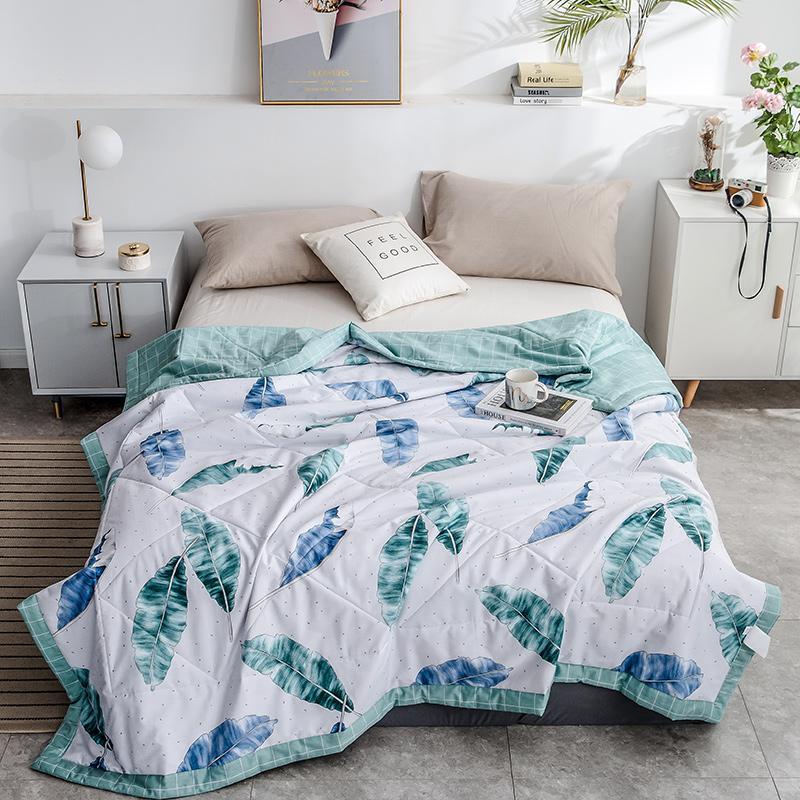 

Luxury cotton Summer Quilts twin single queen Blankets High quality Bed Cover Children Adults duvet soft white leaf Comforters, Style10
