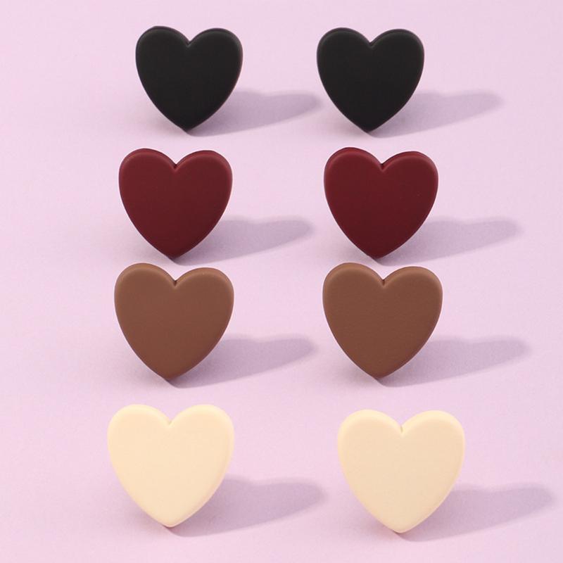 

1 Set Concise Geometric AcrylicDaily Earrings Ear Post Stud Earrings Set For Women Jewelry Heart Round