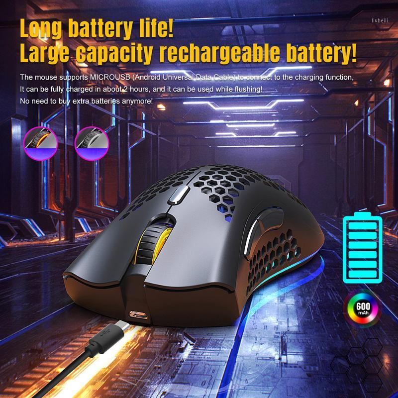 

Wireless Gaming Mouse 2.4GHz USB Receiver RGB Backlight Mouse Rechargeable 7 Buttons Lightweight Hollow Optical Mice for PC1