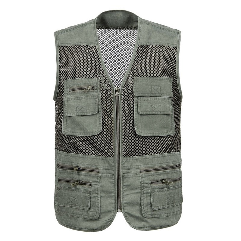 

2021 New Large Size Mesh Quick-drying Vests Male with Many Pockets Mens Breathable Multi-pocket Fishing Vest Work Sleeveless Jacket Pn5k, Gray