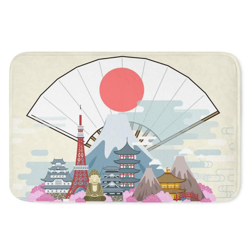 

Upetstory Japanese Fan Print Doormat for Bathroom Entrance Door Absorbent Suede Kitchen Carpet Mats Anti-skid Welcome Door Mat, Yy0207cn