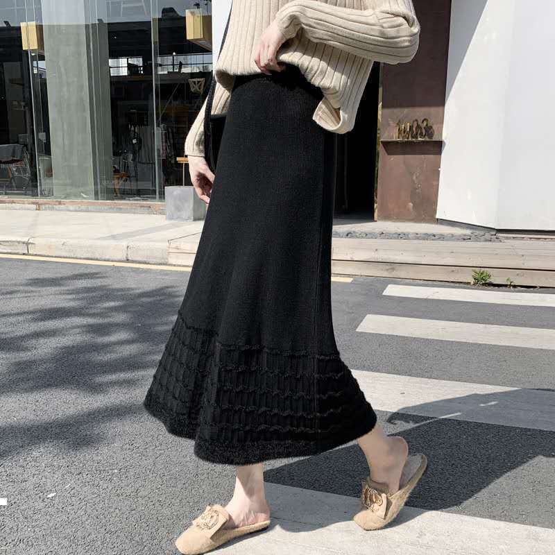

knitted 2021 New or crocheted Hot thick winter midi elastic skirt high for women to be y332 63JZ, Heise