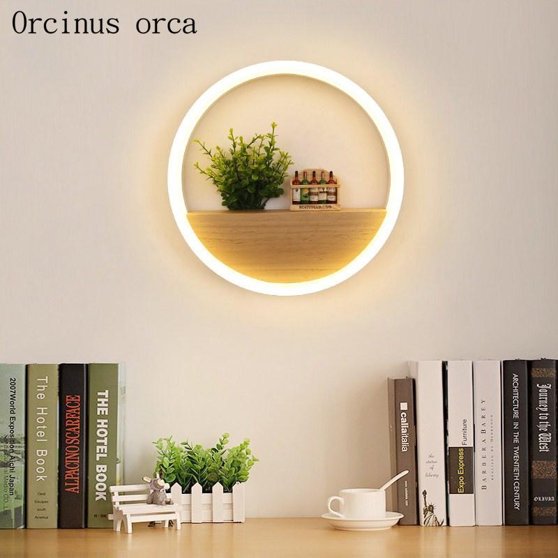 

Modern minimalist creative LED wall lamp living room bedroom bedside lamp Nordic circular personality cartoon LED wall